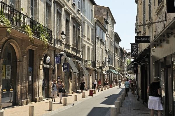 One of the main shopping streets, Avignon, Provence, France, Europe