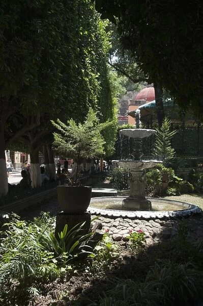 In the main square or Jardin de la Union in Guanajuato, a UNESCO World Heritage Site
