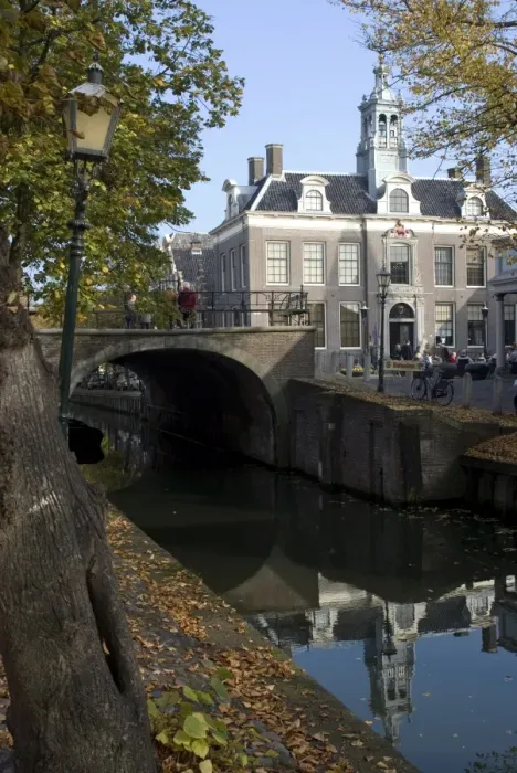 Framed Print : Main square along main canal, Edam, Netherlands, Europe Framed Print : Main square along main canal, Edam, Netherlands, Europe
