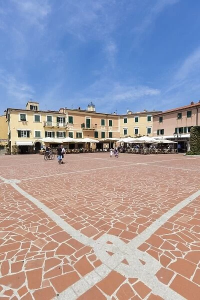 Main square of the old town, Porto Azzurro, Elba Island, Livorno Province, Tuscany