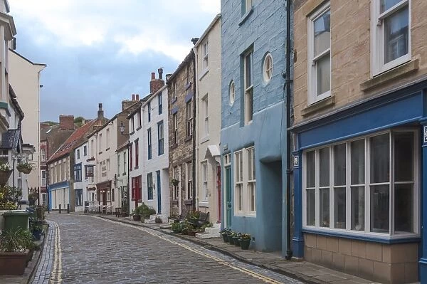 Main Street through the fishing village of Staithes, North Yorkshire National Park, Yorkshire, England, United Kingdom, Europe