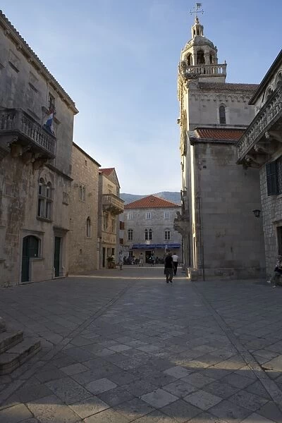 The main street in Korcula, Croatia, Europe