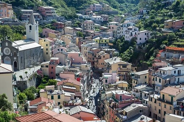 The main street in Riomaggiore, Cinque Terre, UNESCO World Heritage Site, Liguria