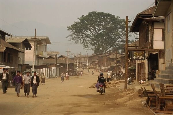 Main street of ruby mining town, Mogok, Mandalay District, Myanmar (Burma), Asia
