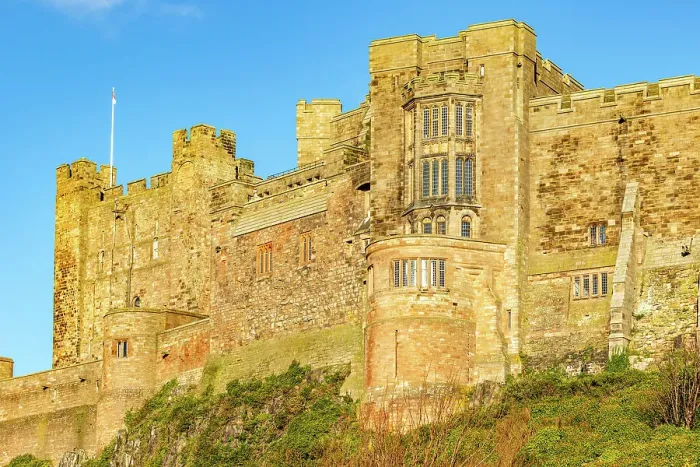 Framed Print : Majestic ancient castle on a hill with clear blue sky, showcasing historical architecture and heritage, Northumberland, England, United Kingdom, Europe Framed Print : Majestic ancient castle on a hill with clear blue sky, showcasing historical architecture and heritage, Northumberland, England, United Kingdom, Europe
