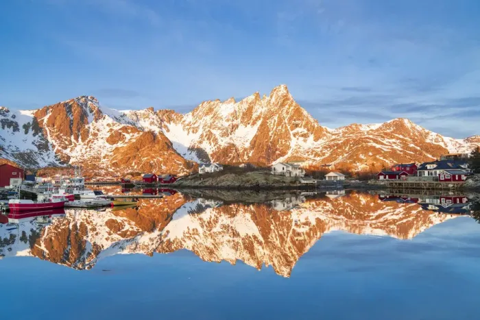 Framed Print : Majestic mountains and fishing village reflected in the cold sea, Ballstad, Vestvagoy, Lofoten Islands, Norway, Scandinavia, Europe Framed Print : Majestic mountains and fishing village reflected in the cold sea, Ballstad, Vestvagoy, Lofoten Islands, Norway, Scandinavia, Europe