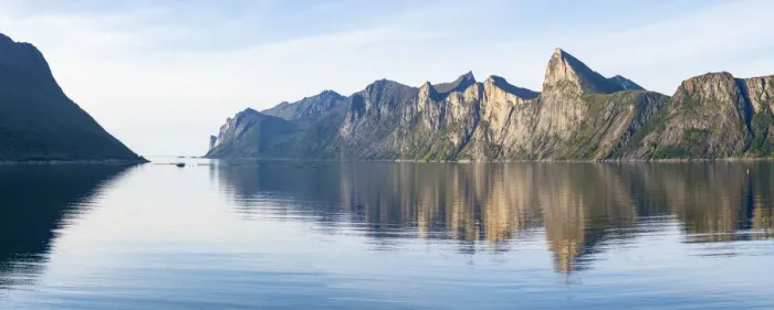 Framed Print : Majestic mountains Segla and Hesten along the unspoiled waters of Mefjord, Senja Framed Print : Majestic mountains Segla and Hesten along the unspoiled waters of Mefjord, Senja