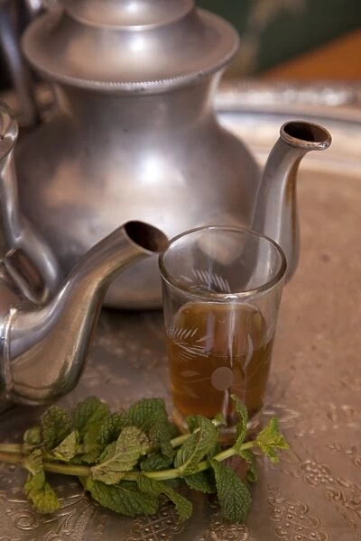 Making mint tea at Mohamed Attai Village in the Atlas Mountains, Morocco, North Africa, Africa