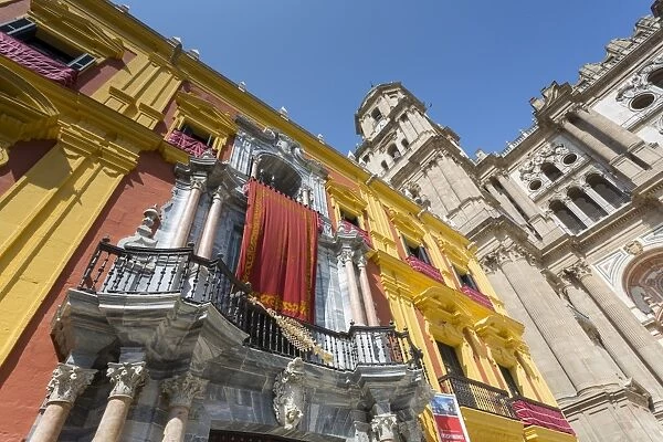 Malaga Cathedral on Plaza del Obispo, Malaga, Costa del Sol, Andalusia, Spain, Europe