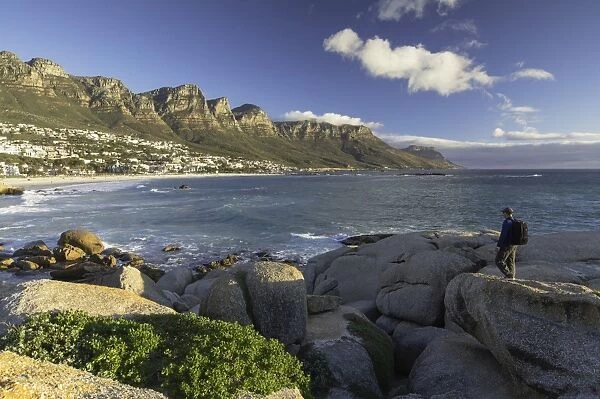 Man at Camps Bay, Cape Town, Western Cape, South Africa, Africa