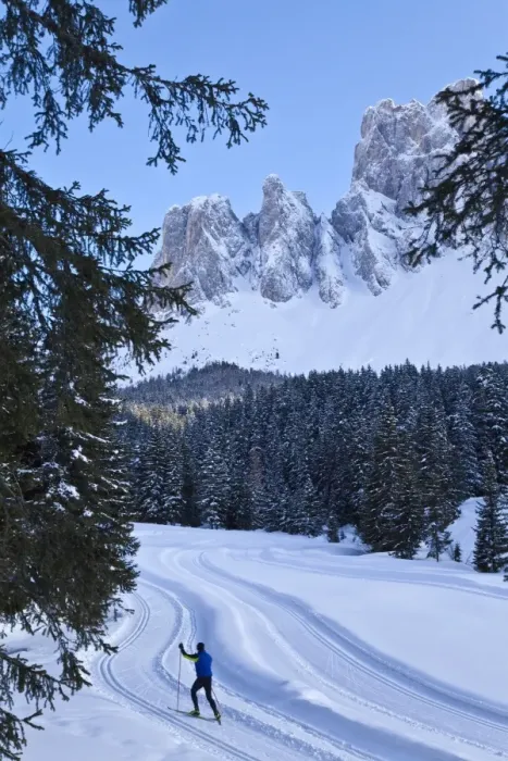Framed Print : Man cross-country skiing, Puez Odle National Park, Dolomites, South Tirol Framed Print : Man cross-country skiing, Puez Odle National Park, Dolomites, South Tirol