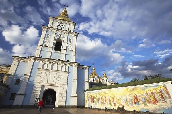 Man entering St. Michaels Monastery, Kiev, Ukraine, Europe