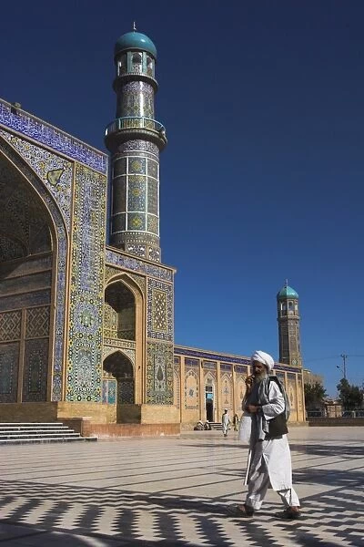 Man in front of Friday Mosque or Masjet-e Jam, Herat, Afghanistan, Asia