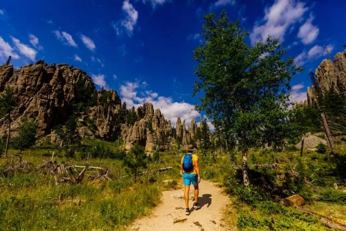 Framed Print : Man hiking the trails and enjoying the sights in the Black Hills of Keystone Framed Print : Man hiking the trails and enjoying the sights in the Black Hills of Keystone