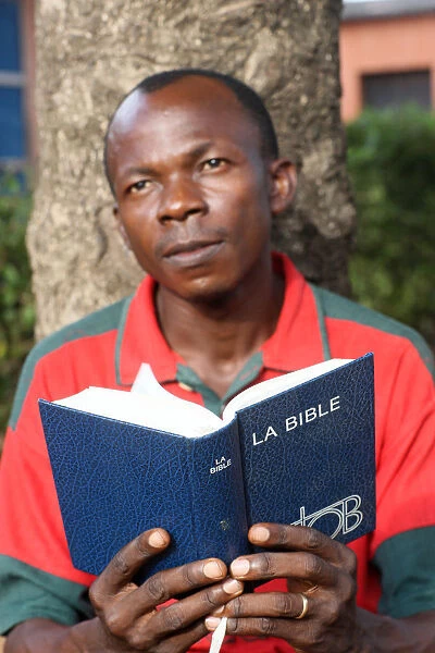 Man reading the Bible, Lome, Togo, West Africa, Africa