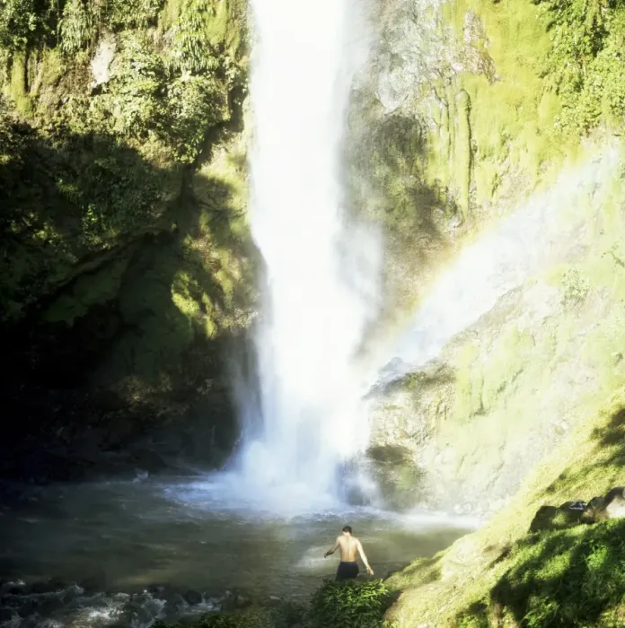 Framed Print : Man takes a bath in waterfall, Los Chorros Falls, Poas Valley, Costa Rica Framed Print : Man takes a bath in waterfall, Los Chorros Falls, Poas Valley, Costa Rica