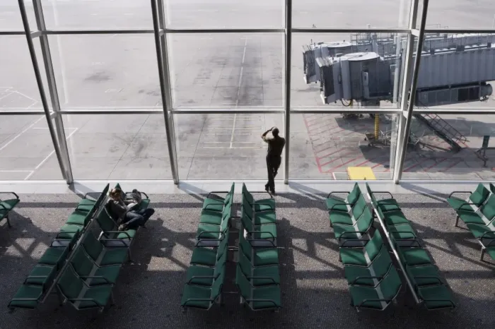Framed Print : Man wan waiting at airport gate, Chek Lap Kok Airport, Hong Kong, China, Asia Framed Print : Man wan waiting at airport gate, Chek Lap Kok Airport, Hong Kong, China, Asia