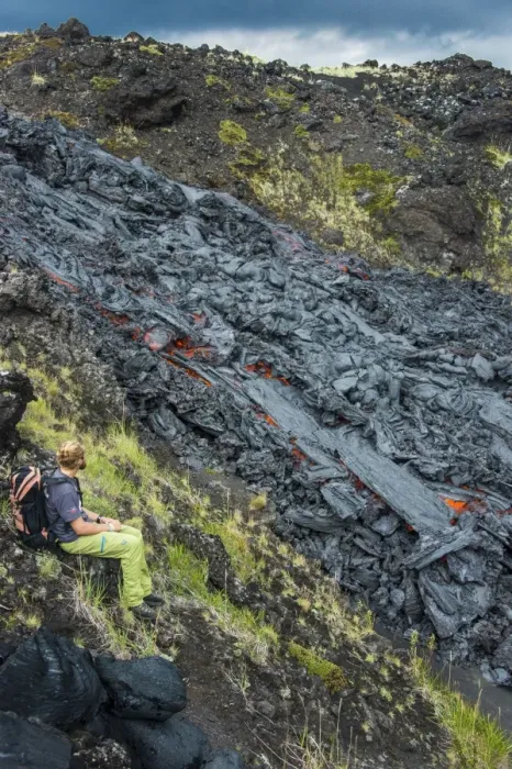 Framed Print : Man watching an active lava stream, Tolbachik volcano, Kamchatka, Russia, Eurasia Framed Print : Man watching an active lava stream, Tolbachik volcano, Kamchatka, Russia, Eurasia