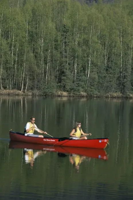 Framed Print : Man and woman canoeing in Mirror Lake Framed Print : Man and woman canoeing in Mirror Lake