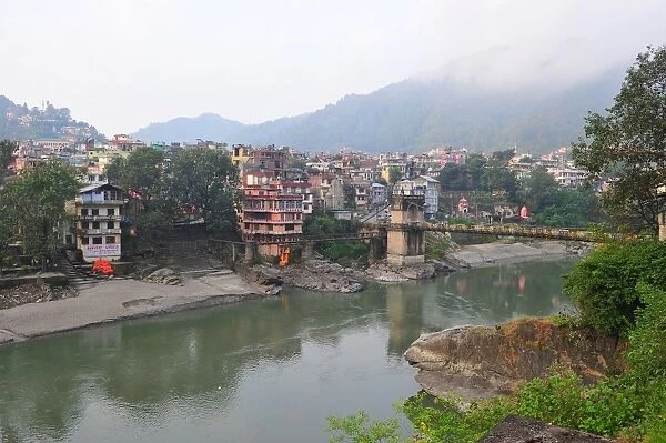 Mandi town across Beas River, Himachal Pradesh, India, Asia