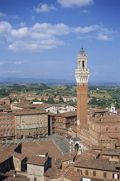 The Mangia Tower and buildings around the Piazza del Campo in Siena