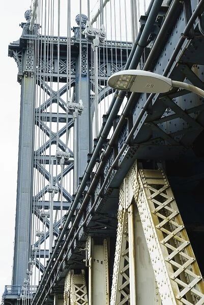 Manhattan Bridge detail, New York City, New York, United States of America, North America