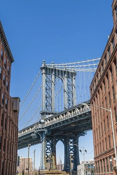 Manhattan Bridge and Empire State Building from Dumbo Historic District, Brooklyn