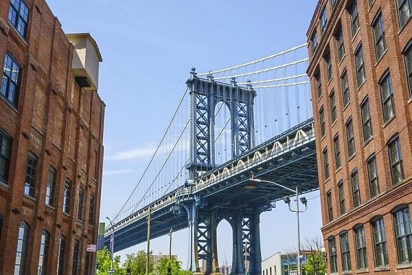 Manhattan Bridge, viewed from DUMBO, Brooklyn, New York City, United States of America