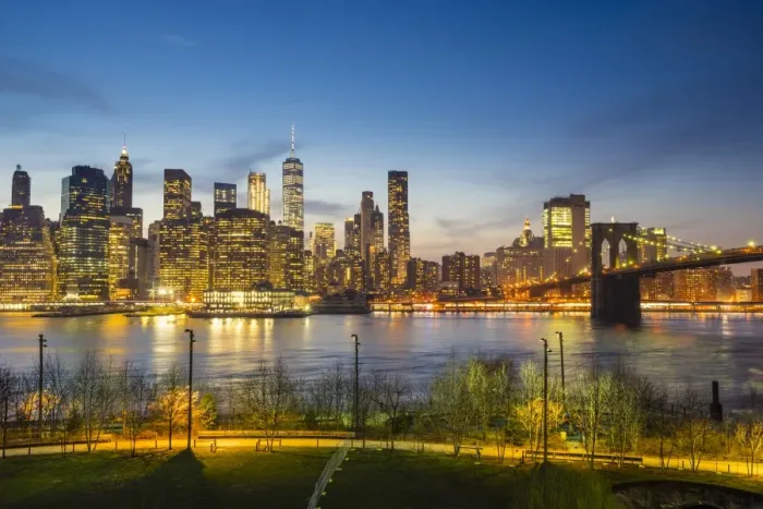 Framed Print : Manhattan skyline and Brooklyn Bridge at dusk, New York City, United States of America Framed Print : Manhattan skyline and Brooklyn Bridge at dusk, New York City, United States of America