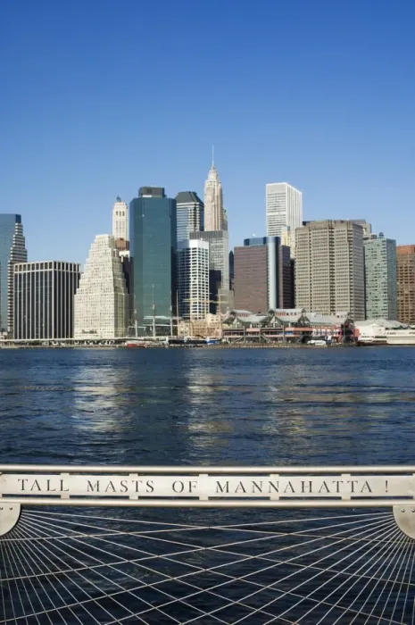 Framed Print : Manhattan skyline and the East River from the Fulton Ferry Landing Framed Print : Manhattan skyline and the East River from the Fulton Ferry Landing