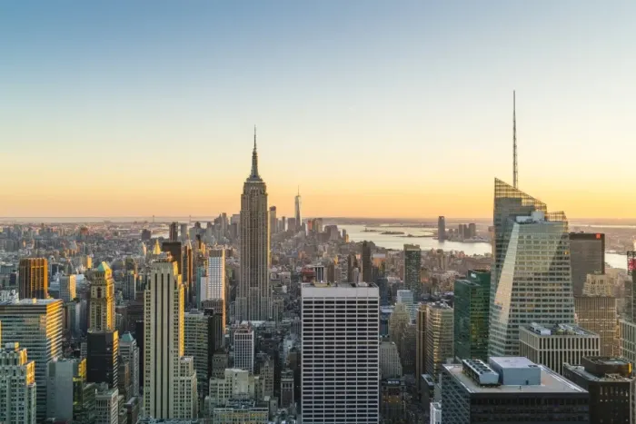 Framed Print : Manhattan skyline and Empire State Building, sunset, New York City, United States of America Framed Print : Manhattan skyline and Empire State Building, sunset, New York City, United States of America
