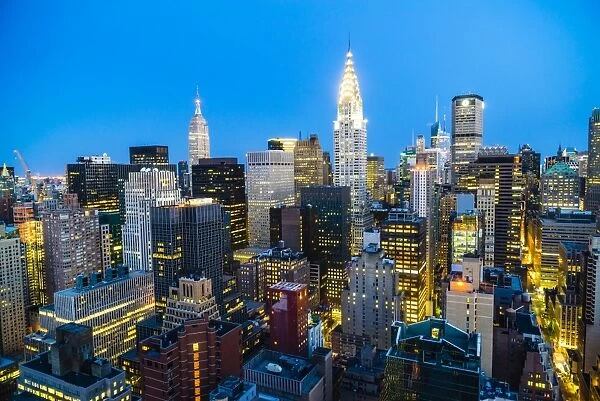 Manhattan skyline, Empire State Building and Chrysler Building, New York City, United