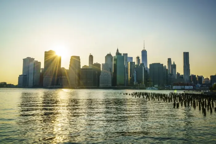 Framed Print : Manhattan skyline at sunset, New York City, United States of America, North America Framed Print : Manhattan skyline at sunset, New York City, United States of America, North America