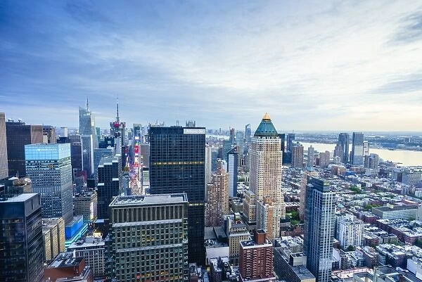Manhattan skyline from Times Square to the Hudson River, New York City, United States of America