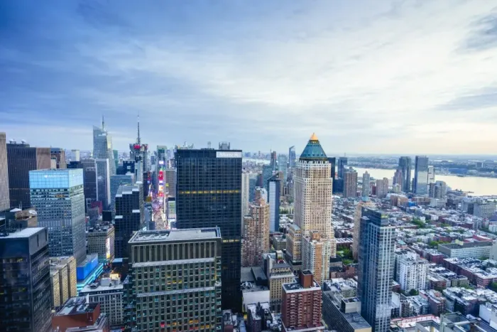 Framed Print : Manhattan skyline from Times Square to the Hudson River, New York City, United States of America Framed Print : Manhattan skyline from Times Square to the Hudson River, New York City, United States of America