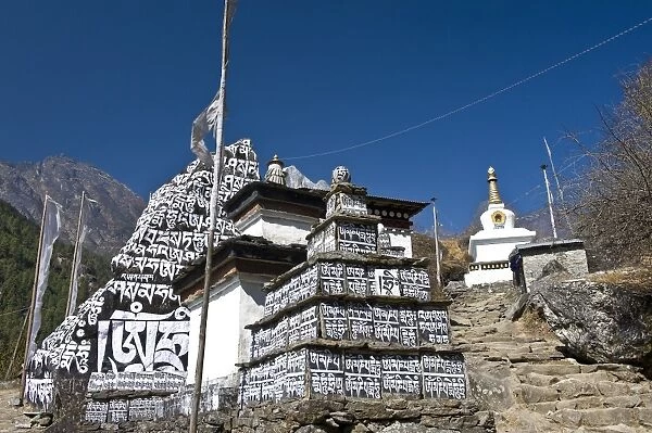 Mani Walls, Solu Khumbu Region, Nepal, Asia