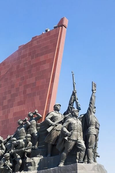 Mansudae Grand Monument depicting the Anti Japanese Revolutionary Struggle and Socialist Revolution and Construction, Mansudae Assembly Hall on Mansu Hill, Pyongyang, Democratic Peoples Republic of Korea (DPRK), North Korea, Asia