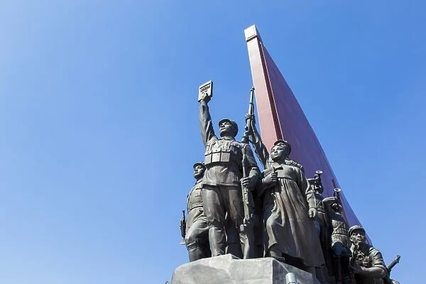 Mansudae Grand Monument depicting the Anti Japanese Revolutionary Struggle and Socialist Revolution and Construction, Mansudae Assembly Hall on Mansu Hill, Pyongyang, Democratic Peoples Republic of Korea (DPRK), North Korea, Asia