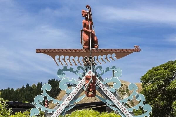 Maori sculpture in Kaikoura, South Island, New Zealand, Pacific