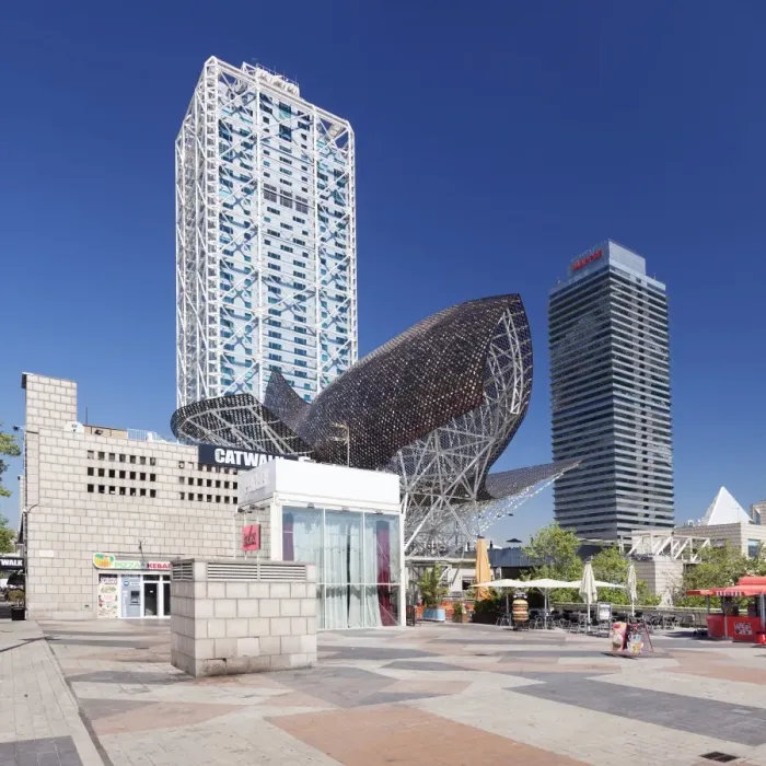 Framed Print : Mapfre Tower, Arts Tower, Peix, Fish sculpture by Frank Owen Gehry, Port Olimpic Framed Print : Mapfre Tower, Arts Tower, Peix, Fish sculpture by Frank Owen Gehry, Port Olimpic
