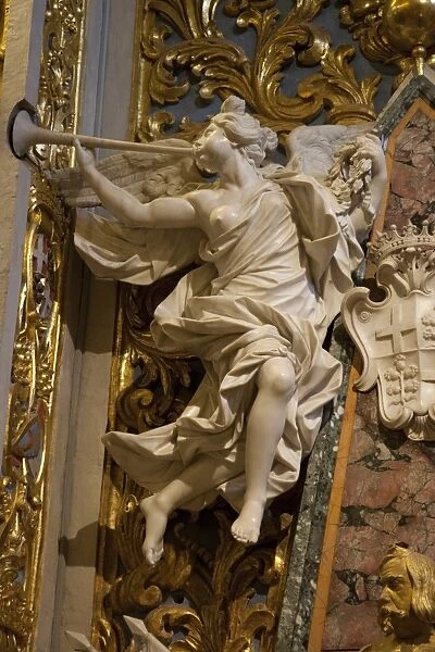 Marble angel in St. Johns CoCathedral. Valletta. Malta. Europe