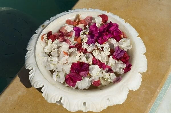 Marble bowl with floating flowers