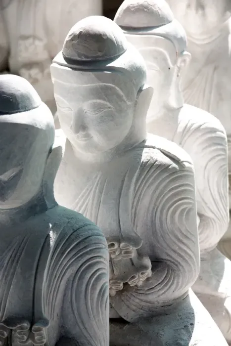 Framed Print : Marble Buddha images waiting to be finished at a stone carvers in Amarapura, near Mandalay, Myanmar (Burma), Southeast Asia Framed Print : Marble Buddha images waiting to be finished at a stone carvers in Amarapura, near Mandalay, Myanmar (Burma), Southeast Asia