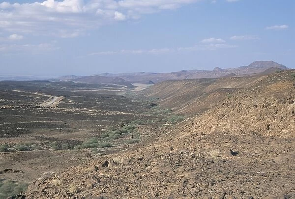Marginal rift faults of desert basin, Danakil Depresssion, Ethiopia, Africa