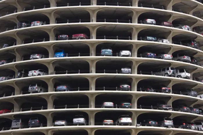 Framed Print : Marina City, car parking, Chicago, Illinois, United States of America, North America Framed Print : Marina City, car parking, Chicago, Illinois, United States of America, North America