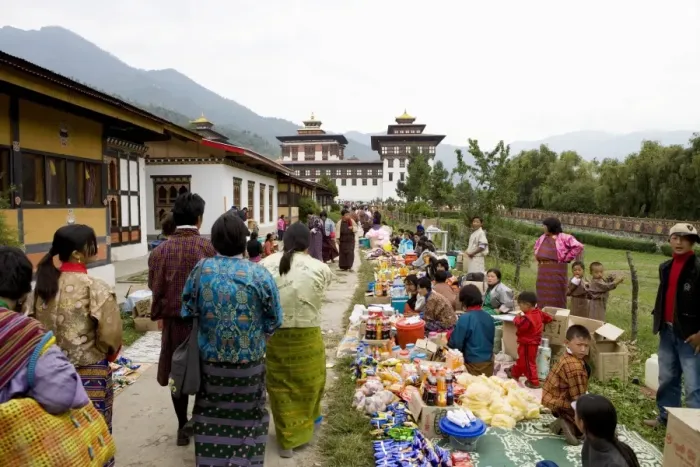Framed Print : Market during Buddhist festival (Tsechu), Thimphu, Bhutan, Asia