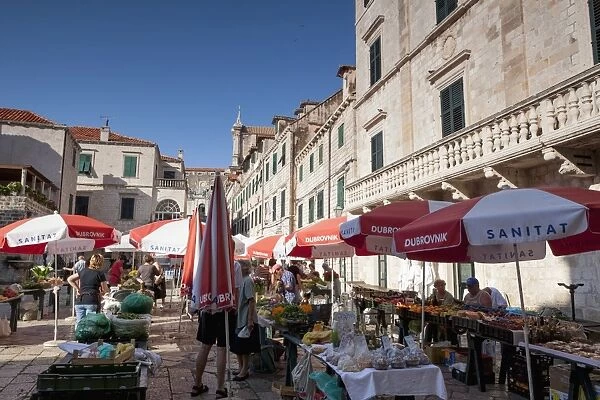 Market in Gundulics Square, Dubrovnik, Croatia, Europe