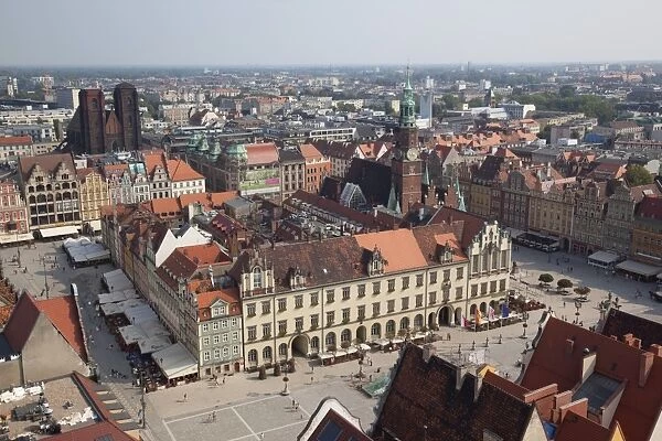 Market Square from St. Elisabeth Church, Old Town, Wroclaw, Silesia, Poland, Europe
