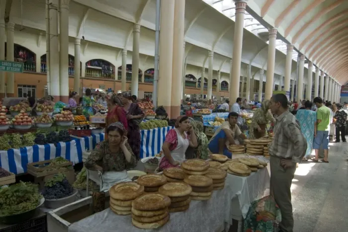 Framed Print : Market stand with bread at Central bazaar, Khojand, Tajikistan, Central Asia Framed Print : Market stand with bread at Central bazaar, Khojand, Tajikistan, Central Asia
