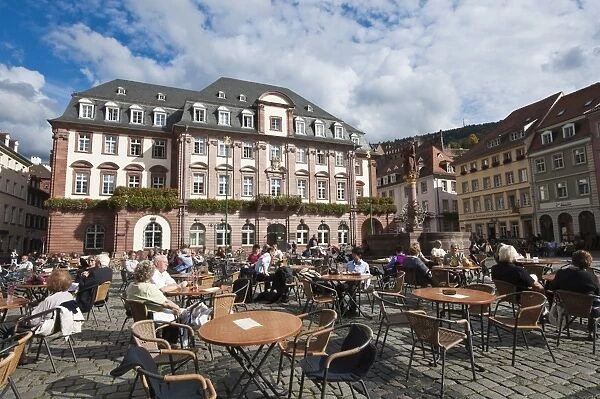 The Marktplatz (Market Square) and Town Hall, Old Town, Heidelberg, Baden-Wurttemberg, Germany, Europe